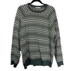 Marine Layer Green and White Crewneck Sweater